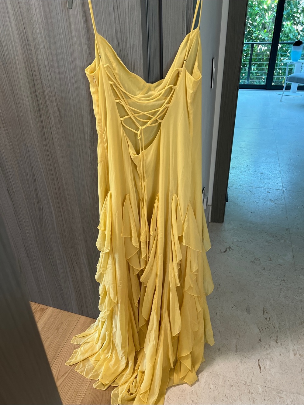 REVOLVE Yellow Spaghetti-Strap Ruffle Maxi Dress - Picture 10 of 12